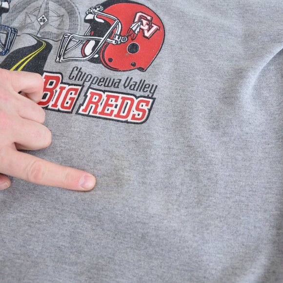 Vintage Gildan Heavy Big Red's V Cougars High School Championship Gray Sweater L - Picture 6 of 11